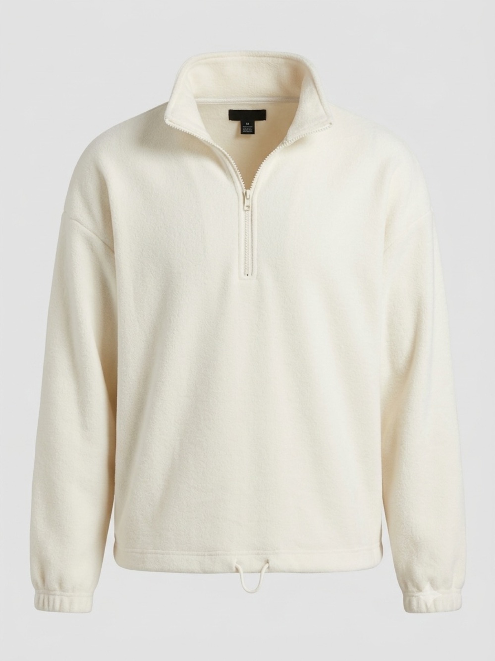 New Look Men's Cream 1/4 Zip Fleece Pullover Sweater Large